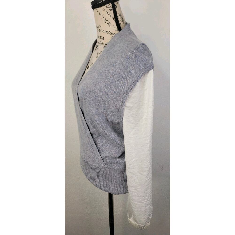 Brochu Walker Phinneas Satin Sleeve Wrap Sweater SZ M Wool Cashmere V Neck - Picture 4 of 9